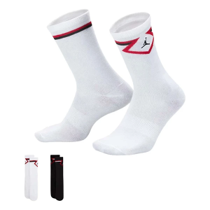 Boys' Jordan Diamond Crew Socks Youth 9 Black/White 2 Pack