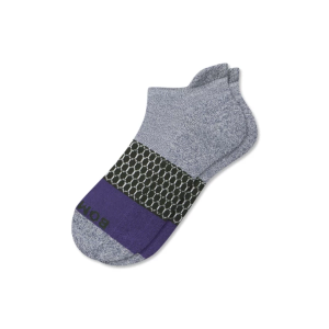 Men's Bombas Tri-Block Ankle Socks Large Steel Blue Dark