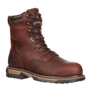 Men's Rocky Iron Clad Waterproof 8" Waterproof Steel Toe Work Boots 13 Brown