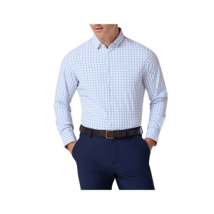 Men's Mizzen+Main Leeward Long Sleeve Button Up Shirt Medium Cloud Blue Miles Plaid
