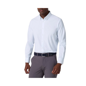 Men's Mizzen+Main Leeward Long Sleeve Button Up Shirt 2XLarge Cloud Blue Clover Dot