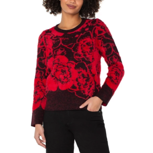 Women's Liverpool Los Angeles Pullover Sweater Floral XLarge Black Red Floral