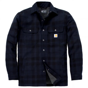 Men's Carhartt Relaxed Fit Flannel Sherpa-Lined Canvas Jacket XLarge Navy