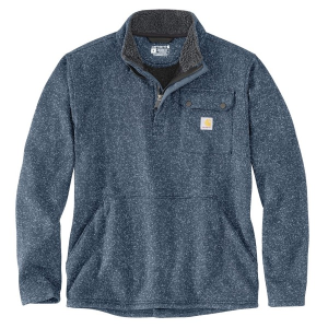 Men's Carhartt Relaxed Fit Midweight Pocket Sweater Fleece Work 1/4 Zip Pullover Medium Faded Navy