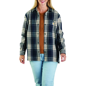 Women's Carhartt TENCEL Fiber Series Loose Fit Twill Long Sleeve Flannel Small Faded Navy