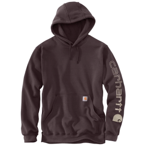 Men's Carhartt Loose Fit Midweight Logo Sleeve Graphic Work Hoodie Small Dark Sepia
