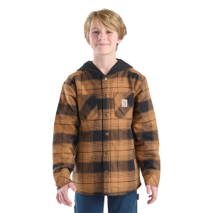 Boys' Carhartt Snap Front Long Sleeve Flannel Small Carhartt Brown