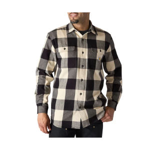 Men's Carhartt Loose Fit Heavyweight Flannel Long-Sleeve Plaid Long Sleeve Button Up Shirt XLarge Oat Milk