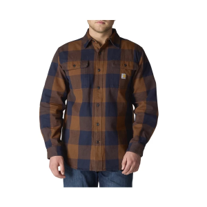 Men's Carhartt Loose Fit Heavyweight Flannel Long-Sleeve Plaid Long Sleeve Button Up Shirt 2XLarge Red Duck