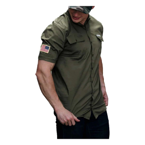 Men's Grunt Style Garage Button Up Shirt Small Military Green