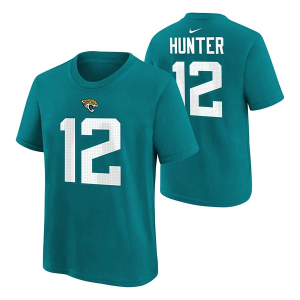 Kids' Jacksonville Jaguars Nike Travis Hunter #12 FUSE Name & Number T-Shirt Small Teal