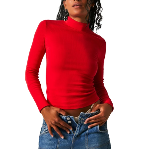 Women's Free People Rickie Long Sleeve Shirt XLarge Cherry Crush