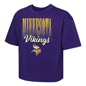 Kids' Girls' Minnesota Vikings Genuine Stuff Big City Boxy T-Shirt Small Purple