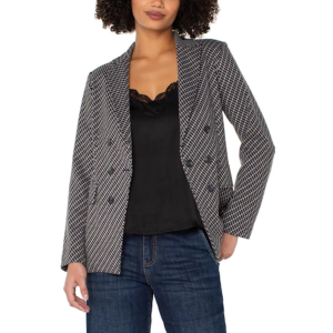 Women's Liverpool Los Angeles Faux Double Breasted Short Blazer Small Navy Check
