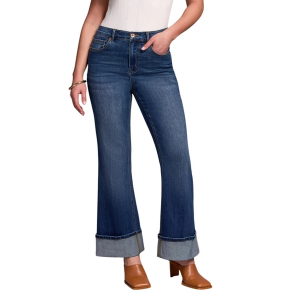 Women's Tribal Brooke Cuffed Palazzo Wide Leg Jeans Antique Blue 2 29