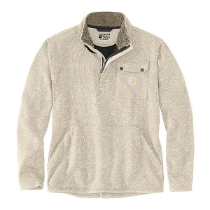 Men's Carhartt Relaxed Fit Midweight Pocket Sweater Fleece 1/4 Zip Pullover Large Oat Milk