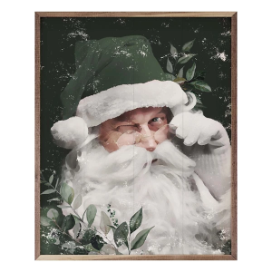 Kendrick Home Winking Santa With Green Hat Print