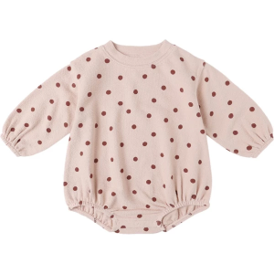 Girls' Rylee + Cru Spongey Knit Polka Dots Romper Baby 3/6 mo. Blush