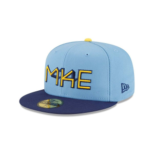 Milwaukee Brewers New Era City Connect 59Fifty Fitted Hat 7 1/8 Light Blue