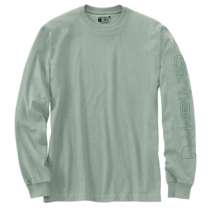 Men's Carhartt Loose Fit Heavyweight Long-Sleeve Logo Sleeve Graphic Long Sleeve T-Shirt Small Seabreeze