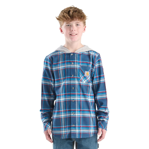 Boys' Carhartt Button Front Long Sleeve Flannel 5 Dark Denim