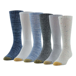 Men's Gold Toe Hosiery Harrington Spring Pack Crew Socks Large Green 6 Pack