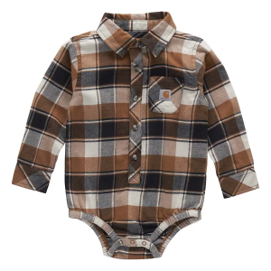 Carhartt Flannel Long Sleeve Onesie 24 mo. Carhart Brown