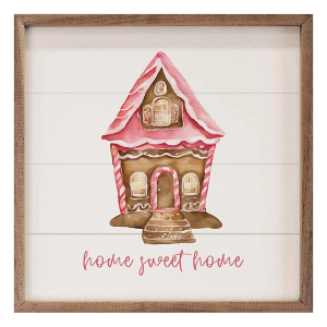 Kendrick Home Pink Gingerbread Home Sweet Home White Print