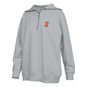 Illinois Fighting Illini Pressbox Women's Thelma 1/4 Zip Medium Grey Heather