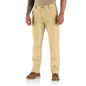 Men's Carhartt Relaxed Straight Rugged Flex Dyed Duck Double-Front Dungaree Work Chino Pants 34 Oat Milk