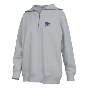 Kansas State Wildcats Pressbox Women's Thelma 1/4 Zip XLarge Grey Heather