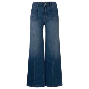 Women's KUT from the Kloth Charlotte Front Seam Patch Pocket Relaxed Fit Wide Leg Jeans Vibrant 00 27
