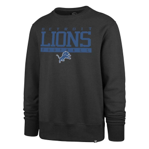 Detroit Lions 47 Brand 2025 Sideline Block Crewneck Large Charcoal