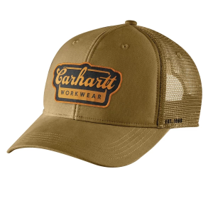 Carhartt Rugged Flex Twill Mesh-Back Script Patch Work Snapback Hat One Size Golden Grass