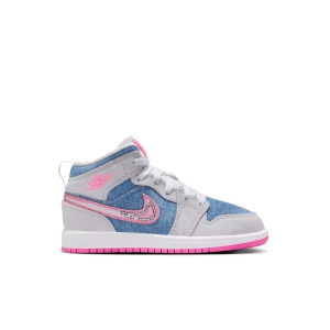 Kids' Jordan 1 Mid SE Sneakers Little 2.5 Regular Cobalt Bliss/Pink Glow/White