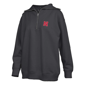 Nebraska Cornhuskers Pressbox Women's Thelma 1/4 Zip Large Black