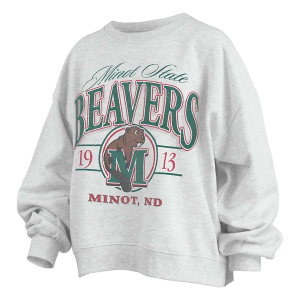 Minot State Beavers Pressbox Women's Crew Small Oatmeal