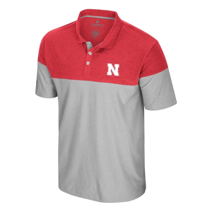 Nebraska Cornhuskers Colosseum Mac Colorblock Polo Small Ash