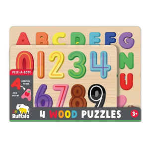 Buffalo Games Wood Tray Puzzles Letters and Number (4 Pack)