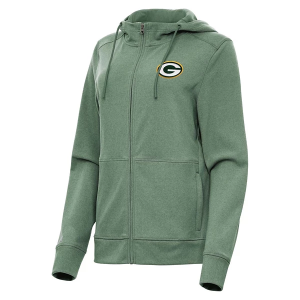 Women's Green Bay Packers Antigua Seeker Hooded Full Zip Large Dark Pine Heather