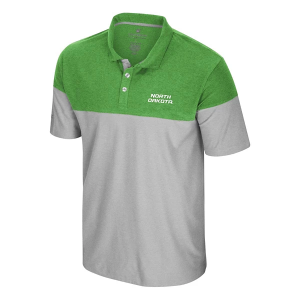 North Dakota Fighting Hawks Colosseum Mac Colorblock Polo XLarge Ash
