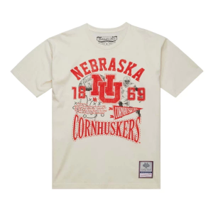 Nebraska Cornhuskers Mitchell and Ness Heritage Scholar T-Shirt Large Natural