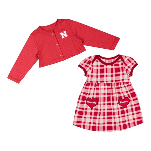 Colosseum Baby Nebraska Cornhuskers Marceline Plaid Dress