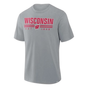 Wisconsin Badgers Fanatics Slub T-Shirt 2XLarge Grey Heather