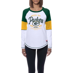 Women's Green Bay Packers New Era Colorblock Long Sleeve T-Shirt Medium Green