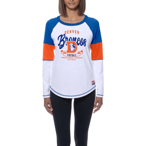 Women's Denver Broncos New Era Colorblock Long Sleeve T-Shirt Medium Blue