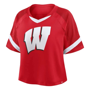 Wisconsin Badgers Fanatics Women's Cropped Jersey Crop Large Red