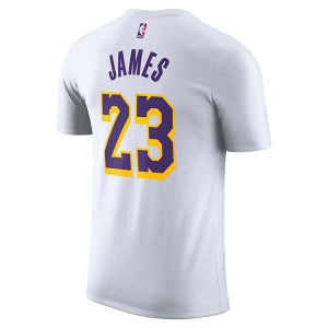 Los Angeles Lakers LeBron James #23 Name & Number Nike T-Shirt 2XLarge White