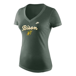 North Dakota State Bison Nike Women's Throwback Varsity T-Shirt XLarge Green