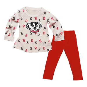 Wes and Willy Baby Wisconsin Badgers All-Over Print Shirt & Pant Set